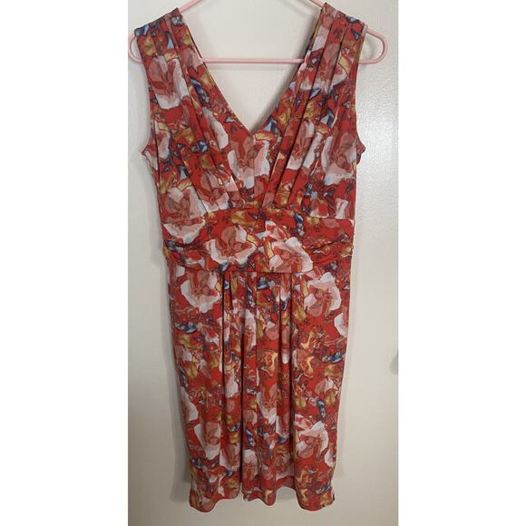 Vera Wang‎ Dress Womens Medium Multi Color V Neck Sleeveless Dress (c) - Picture 2 of 7